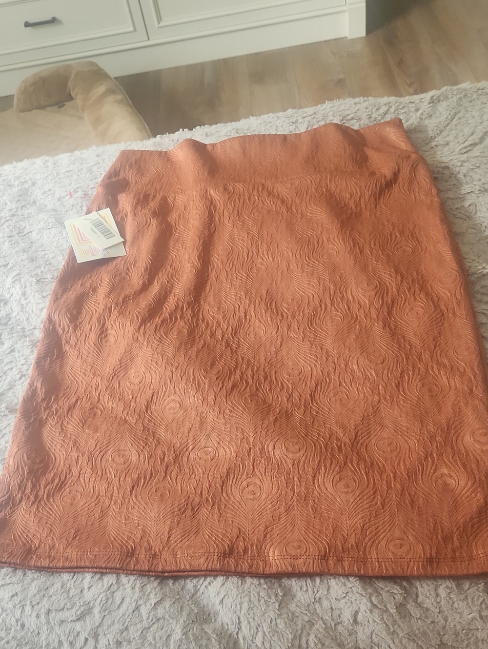 Lularoe Textured Orange Women's Pencil Skirt - Picture 3 of 3
